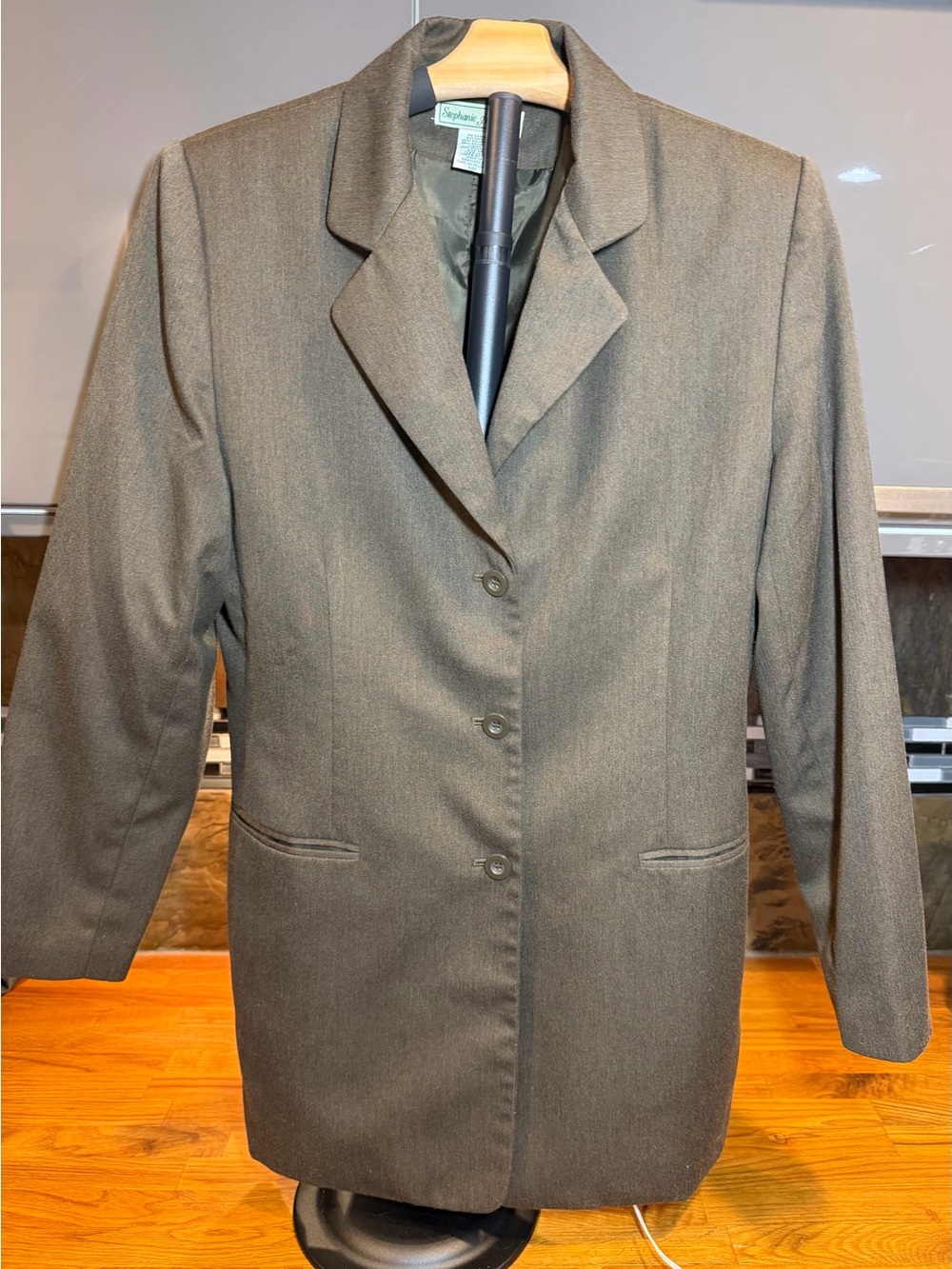 Vintage ‘90s Stephanie Andrews Women's Olive Green Lined Blazer Jacket w Pockets